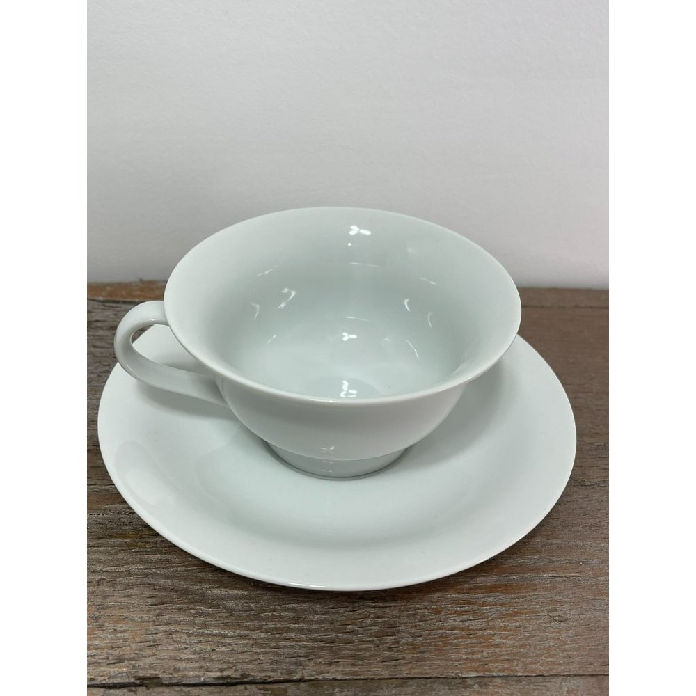 Pottery Barn P.B. White Porcelain Coffee Cup & Saucer Oven and Dishwasher Safe - Picture 4 of 8